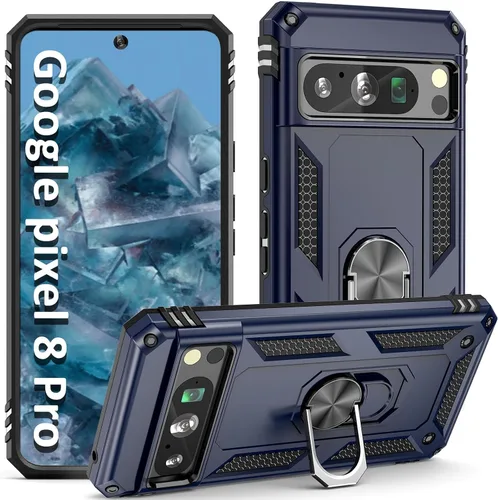 Vista 8 de ADDIT Pixel 8 - Funda para Google Pixel 8, con anillo de soporte, soporte ajustable, grado militar, protección resistente, a prueba de golpes