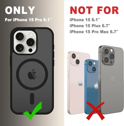Vista 1540 de Funda para Google Pixel 10 Pro XL, cubierta magnética mate, color negro Fit for MagSafe, Screen Protector included, Shockproof Military Grade