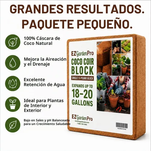 Vista 7 de UBICON Medio de cultivo de fibra de coco orgánica, bloque de 11 libras