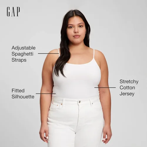 Vista 3 de GAP Camiseta de tirantes con cuello redondo para mujer, paquete de 3