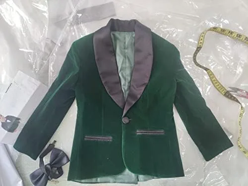 Vista 3 de Chaqueta de traje formal para niño pequeño, traje de Navidad, chaqueta de terciopelo para niños, fiesta de cumpleaños JTZ019