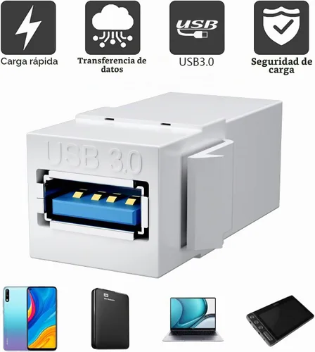 Vista 6 de BERLAT Acoplador Keystone USB 3.0, paquete de 6 unidades, 5 Gbps para placa