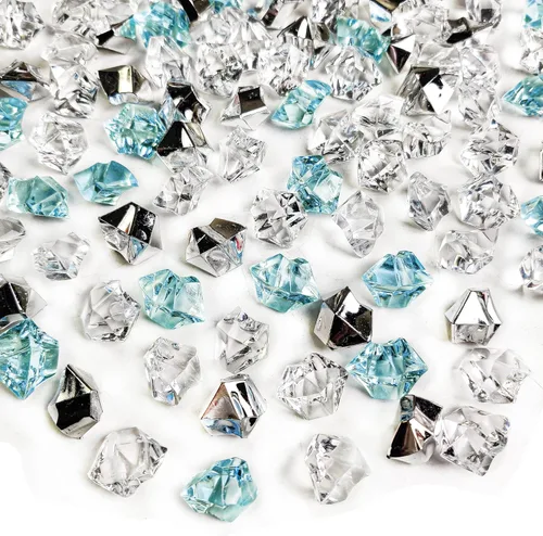 Vista 17 de Rocas de hielo falsas transparentes 700 piezas de diamantes falsos rellenos Centros de mesa de boda, pecera, exhibición de alimentos, accesorios