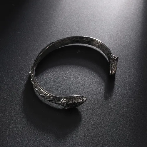 Vista 3 de TURTLEDOVE Brazalete Jormungandr Dragón Viking - Acero Inoxidable nórdico escandinavo Torc