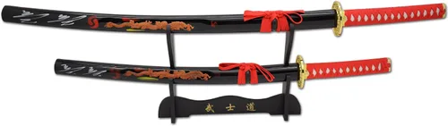 Vista 7 de Snake Eye Tactical Clásico hecho a mano Samurai Sword 2 PC Set viene con soporte de exhibición