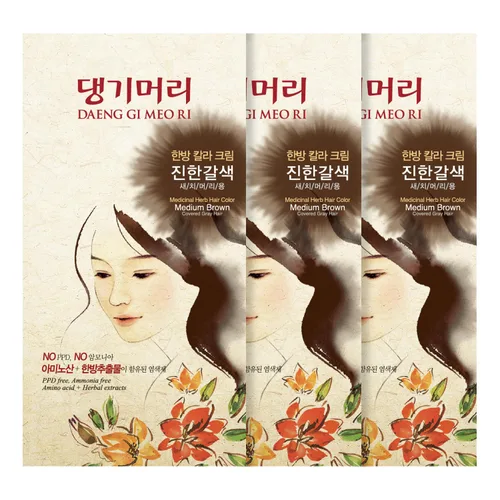 Vista 5 de Daeng Gi Meo Ri Tinte para cabello con hierbas medicinales, cubre las canas (marrón natural), tinte para el cabello crema, contiene proteína