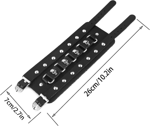 Vista 2 de STWTR Pulsera ancha de cuero con cinturón ancho para hombre, estilo punk, rock, moto