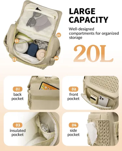 Vista 9 de Awanhe Mochila para pañales, bolsa de bebé con cambiador, bolsa de pañales impermeable de viaje, artículos esenciales para recién nacidos, regalos