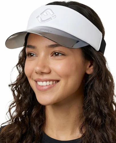 Vista 18 de Funky Junque Viseras solares para mujer, protección UV, ala holográfica, UPF 50, ajustable, golf, tenis, pickleball playa, verano Negro