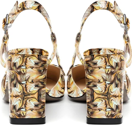 Vista 4 de NUMALEO Zapatos de tacón alto para mujer, con correa de tobillo y puntera cuadrada, de 3 pulgadas