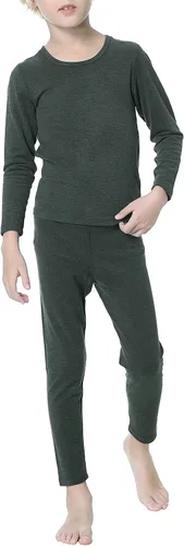 Vista 15 de Ropa interior térmica para niños pequeños, conjuntos de capa base de invierno tipo Long Johns para niñas y niños Un rosa oscuro.