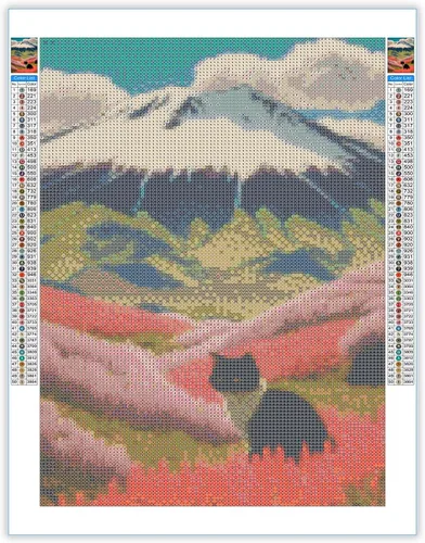 Vista 2 de CoHraeu Kit de pintura de diamantes para gatos, kits de arte de diamantes de paisaje para adultos, gato con diamantes redondos para regalo