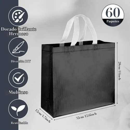 Vista 4 de Eccliy - 60 bolsas reutilizables de regalo, color negro