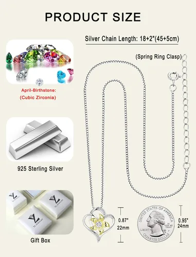 Vista 6 de YL Collar de corazón para mujer, plata esterlina, flor de lirio, colgante de amor, piedras preciosas