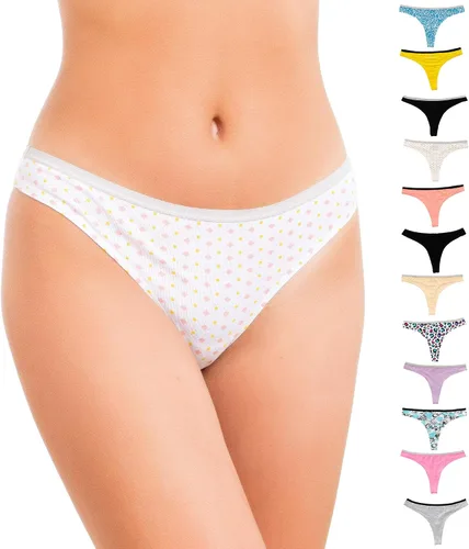 Vista 6 de Alyce Intimates - Tanga de algodón para mujer, paquete de 12, Variado