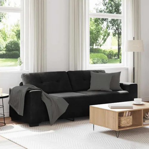 Vista 2 de vidaXL Sofá de 3 plazas de terciopelo negro de 70.9 in, elegante sofá de sala de estar, sofá de terciopelo suave, diseño resistente, asiento