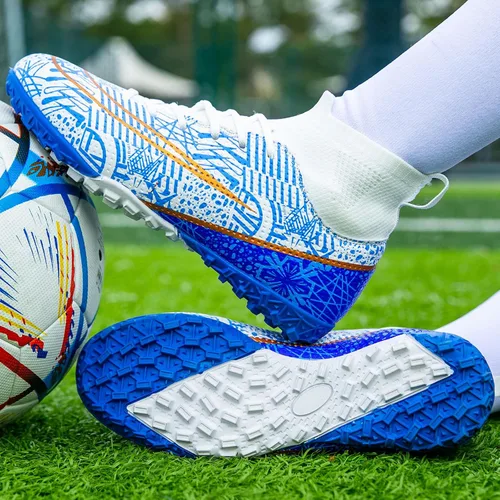 Vista 5 de YANGTAOZI Zapatos de fútbol de césped para niños y niñas, jóvenes, para interiores y exteriores, zapatos de fútbol (niños pequeñosniños grandes)