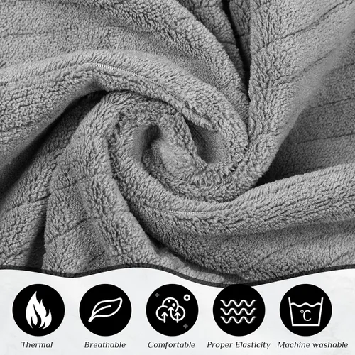 Vista 9 de Tigeen 2 toallas para mujer, bata de spa ligera a rayas con cierre ajustable, parte superior elástica, bata de baño suave para spa
