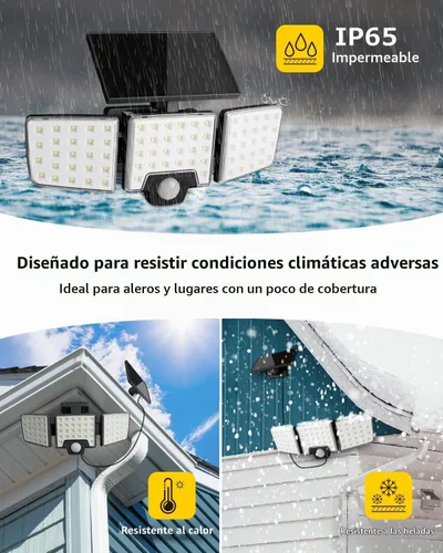 Vista 6 de Lepro Luces solares de seguridad para exteriores, sensor de movimiento 2 en 1, control remoto separado e integrado, IP65, impermeable, luces solares