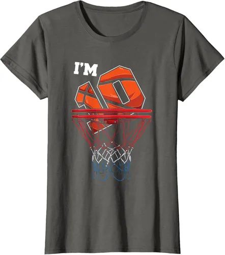 Vista 61 de Camiseta de regalo de cumpleaños con red de baloncesto de 10 años, Negro