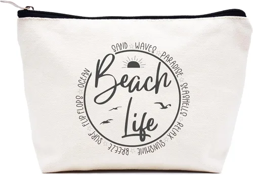 Vista 8 de LIBIHUA Bolsa de maquillaje para mujer, bolsa de cosméticos regalos para ella, bolsa de viaje femenina, Beige, 1 en mi era de Lacrosse Mom