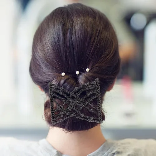 Vista 7 de NICENEEDED 4 peines mágicos para el cabello, pinzas elásticas con cuentas dobles para cabello rizado, grueso y fino, perlas, horquillas