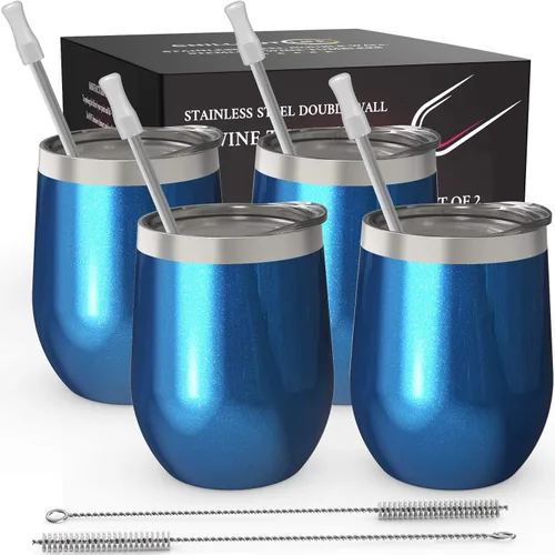 Vista 62 de CHILLOUT LIFE - Vaso de acero inoxidable de 12 onzas con tapa y caja de regalo, diseño de viaje con recubrimiento en polvo, aislamiento al vacío