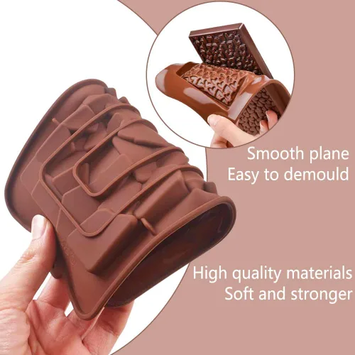 Vista 4 de 6 moldes de silicona para chocolate, moldes de barra de caramelo, moldes de barra de chocolate de silicona antiadherente de grado alimenticio