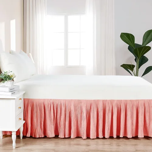 Vista 4 de Home Soft Things Falda de cama plisada de microfibra, diseño elegante envolvente de microfibra sólida con caída de 18 pulgadas, ropa de cama