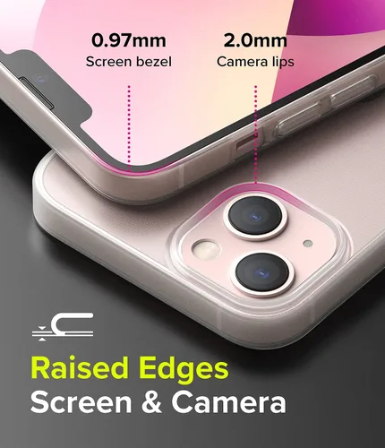 Vista 4 de Ringke Funda compatible con iPhone 13, delgada, translúcida, mínima, amarilleamiento, bisel elevado de policarbonato duro, revestimiento suave, Mate