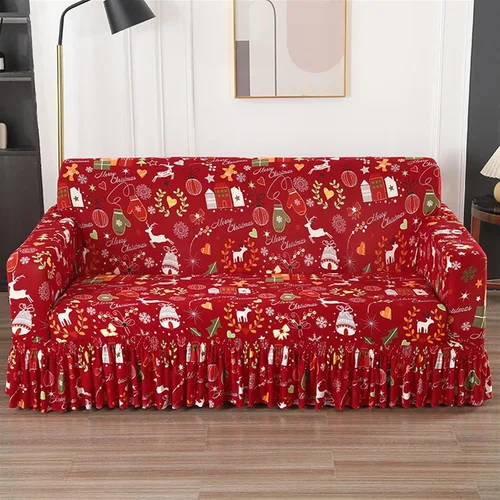 Vista 15 de MIPOPS Funda de sofá estampada elástica para sillón, fundas con patrón con falda lavable, protector de muebles de elastano para sala de estar