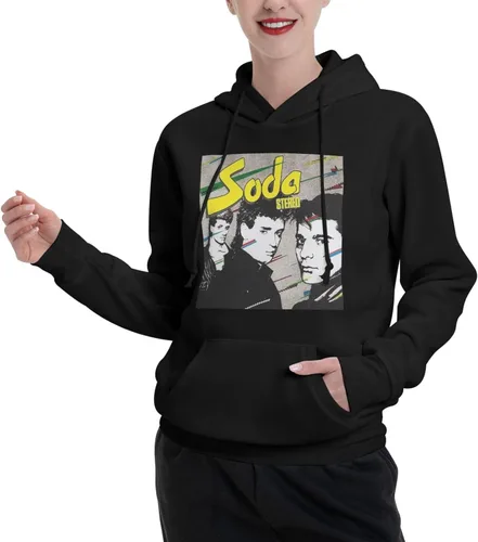 Vista 4 de furno Soda Stereo Hoodie Womens Fall Fashion Tops Winter Drawstring Pullover Comfy Clothes Black