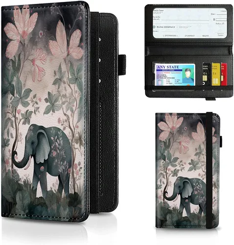 Vista 132 de Funda para chequera para hombres y mujeres, cartera de cuero RFID con ranuras para tarjetas de crédito, soporte de cheques duplicados personales