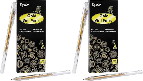Vista 7 de Dyvicl Bolígrafos de gel dorados metálicos, bolígrafos finos de 0.031 in, tinta de gel, bolígrafos de gel metálicos para dibujo de papel negro