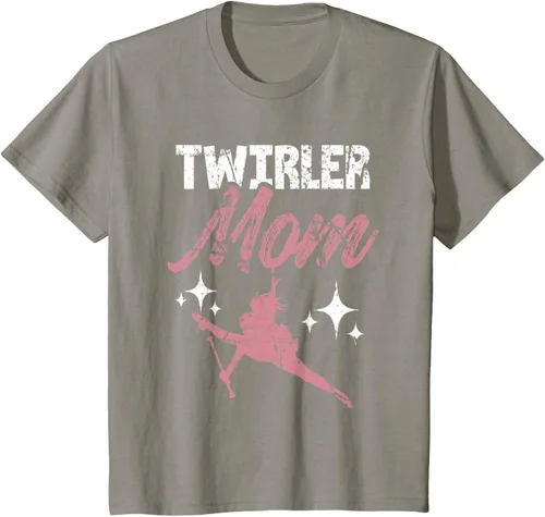 Vista 21 de Twirler Mom Baton Madre Majorette Funny Gymnastic Twirling T-Shirt Negro