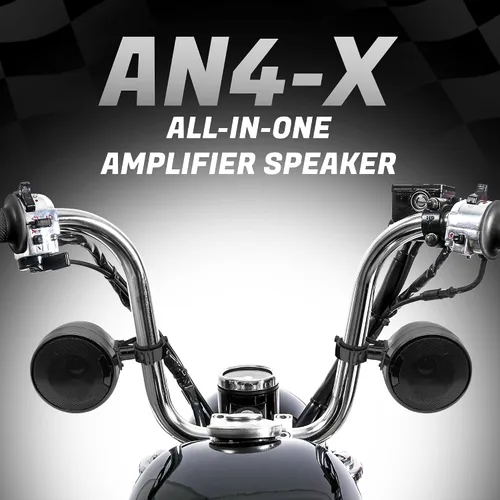 Vista 3 de GoHawk - Amplificador todo en uno de 4.5 pulgadas, rango completo, impermeable, Bluetooth, bocinas estéreo de motocicleta con AUX para manubrio