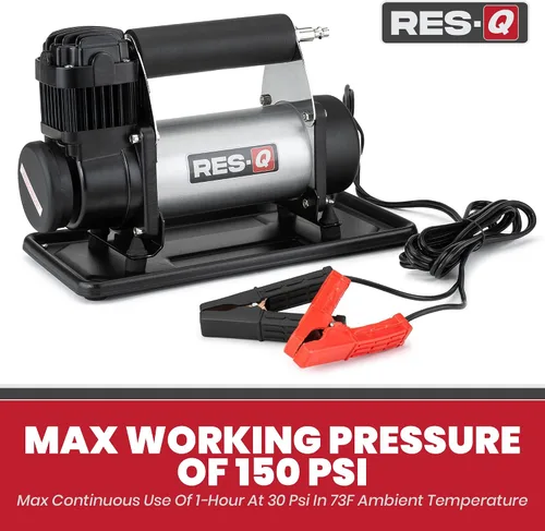 Vista 3 de RES-Q Compresor de aire portátil de 30 amperios, atrae 30 amperios, motor magnético permanente de 12 voltios, ciclo de trabajo del 33% a 100 psi