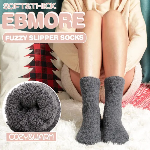 Vista 3 de EBMORE Womens Fuzzy Socks Slipper Fluffy Cozy Comfy Cabin Plush Warm Winter Sleep Home Soft Socks
