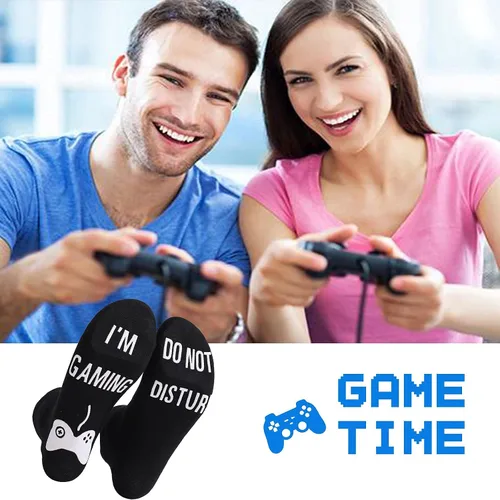 Vista 5 de Wrahonbi Gaming Sock, Do Not Disturb I'm Gaming,Gaming Socks for Teen Boys Gamer with Glowing, Novelty Socks for Men Dad Father Women