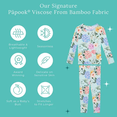 Vista 81 de Posh Peanut Pijamas para niñas, suaves, de viscosa de bambú para niños, pijamas a juego de manga larga para niñas