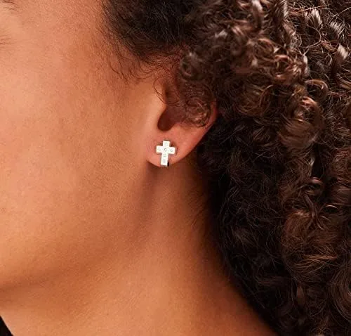Vista 4 de Alex and Ani - Pendientes de tuerca para mujer cristales y perlas acabado rafaeliano poste trasero juego de regalo