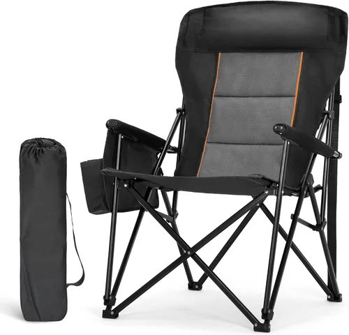 Vista 12 de LET'S CAMP Sillas de camping de gran tamaño Silla de césped resistente con Negro