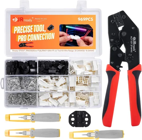 Vista 11 de JRready ST6480 Kit de clavijas de conector eléctrico de 2, 3, 4, 6, 9 y 12 pines con herramienta extractora de terminales de crimpado. 160 juegos.