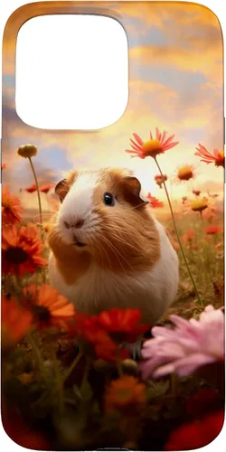 Vista 31 de Carcasa para iPhone 16 con diseño de conejillos de indias y flores para amantes de mascotas exóticas