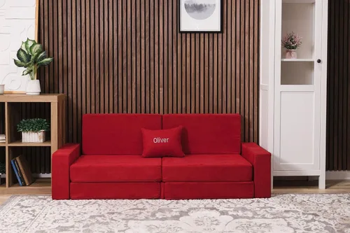 Vista 14 de FOAMOH Castle Sofa Sand - Sofá personalizable de 14 piezas para juegos imaginativos y fácil almacenamiento con almohada personalizable