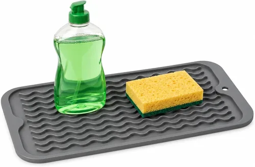 Vista 59 de ZLR 2 bandejas de silicona para fregadero (6 x 12 pulgadas/6.024 x 12.008 in) - Soporte estrecho para esponja para encimera de cocina - Tapete Negro