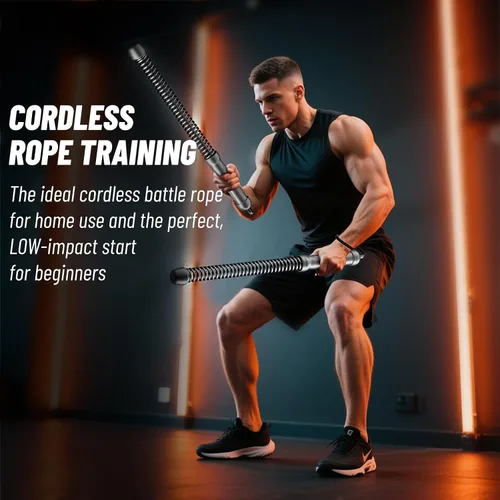 Vista 6 de Cuerdas de batalla sin cuerda (paquete de 2) - Cuerdas de entrenamiento portátiles con peso para entrenamiento HIIT, cardiovascular y muscular