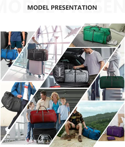 Vista 10 de Gonex Bolsa de viaje plegable grande de 40 L, 60 L, 80 L, 100 L, 150 L, con compartimento para zapatos, plegable, ligera, repelente al agua, bolsa