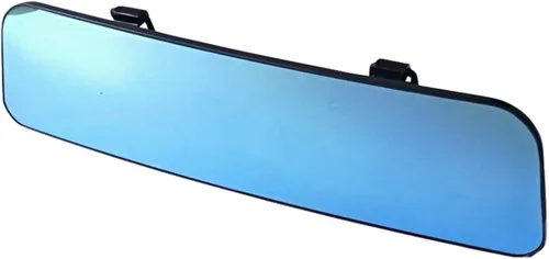 Vista 9 de Espejo retrovisor antirreflejo sin marco, espejo universal para interior de automóvil con ventosa adhesiva, endoscopio azul (9.4 x 2.55 pulgadas)