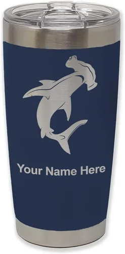 Vista 20 de LaserGram Vaso aislado al vacío de 20 onzas, tiburón martillo, grabado personalizado incluido (negro)